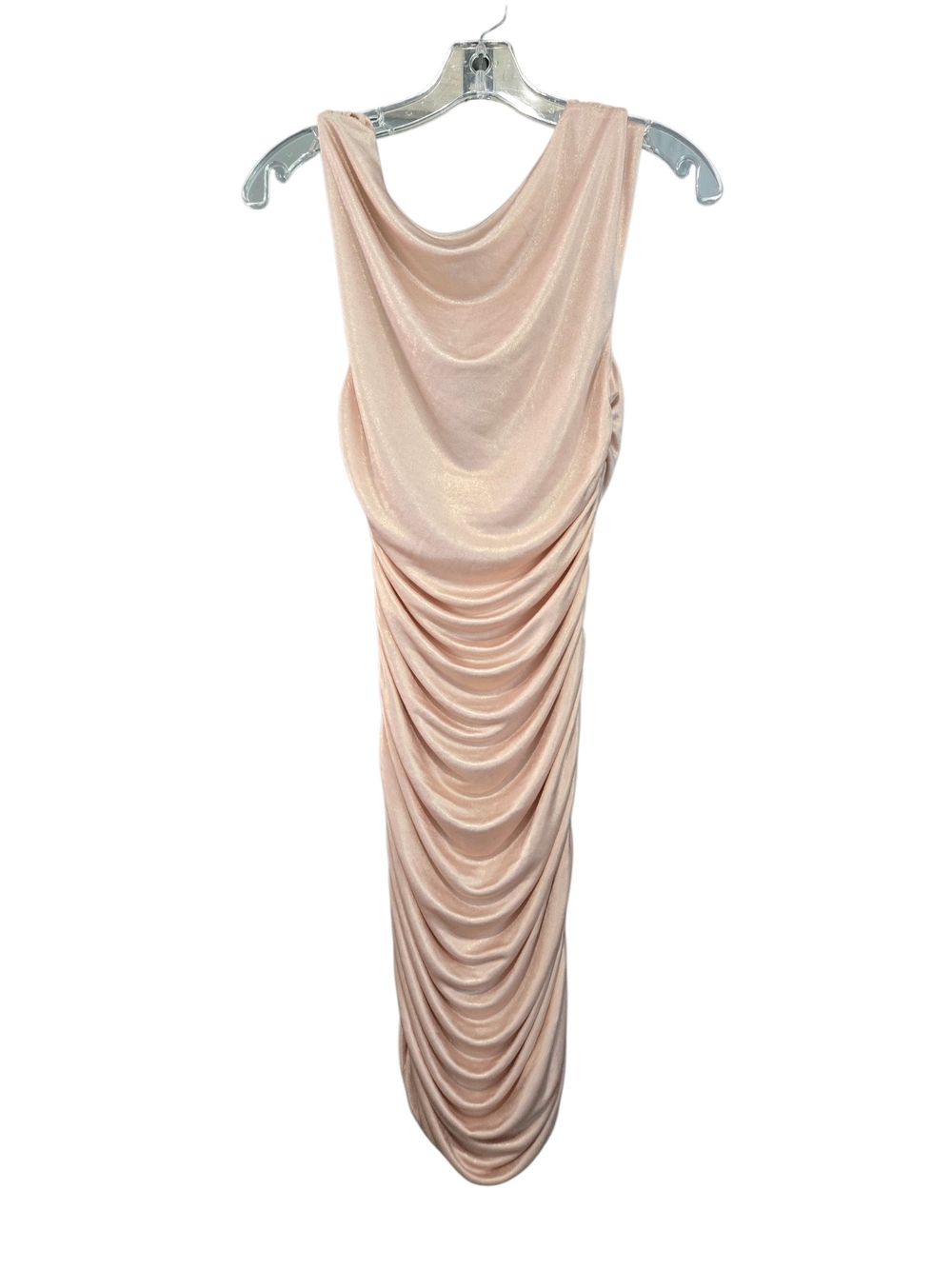 Express Rose Gold Shimmer Ruched Mini Dress - Picture 2 of 4